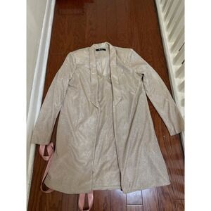 Miss Lola Gold Metallic Shimmer Mini Dress and Duster Jacket Set Large NWT